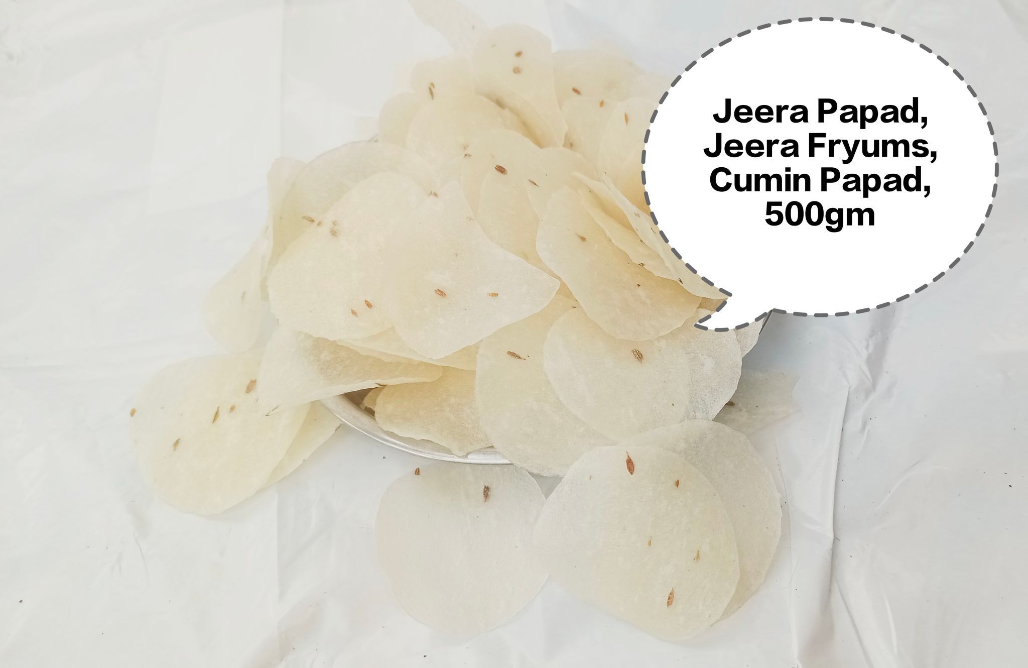 Jeera Papad, Jeera Fryums, Cumin Papad, Jeera Papad Fryums, Indian Jeera Papad 500gm