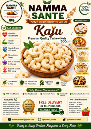 Kaju, Cashew Nuts, Godambi, Mundhiri Paruppu, Jeedipappu 500gm