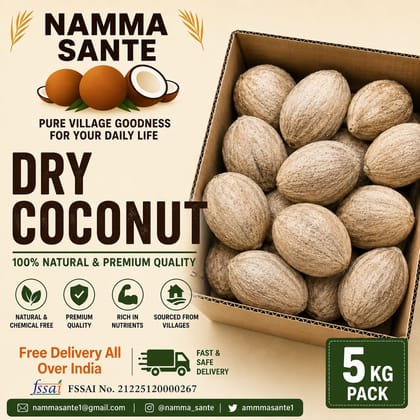 Dry Coconut, Copra, Sukha Nariyal, Khopra, Desiccated Coconut 5kg