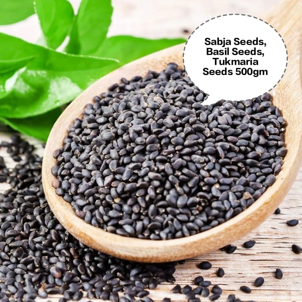 Sabja Seeds, Basil Seeds, Tukmaria Seeds, Falooda Seeds, Sweet Basil Seeds 500gm