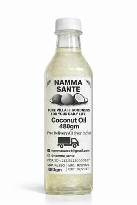 Coconut Oil, Nariyal Tel, Copra Oil, Virgin Coconut Oil, Cold Pressed Coconut Oil 480gm