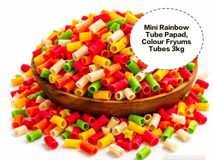 Mini Rainbow Tube Papad, Colour Fryums Tubes, Multi Colour Papad Fryums, Party Mix Tube Papad, Kids Special Rainbow Fryums 3kg