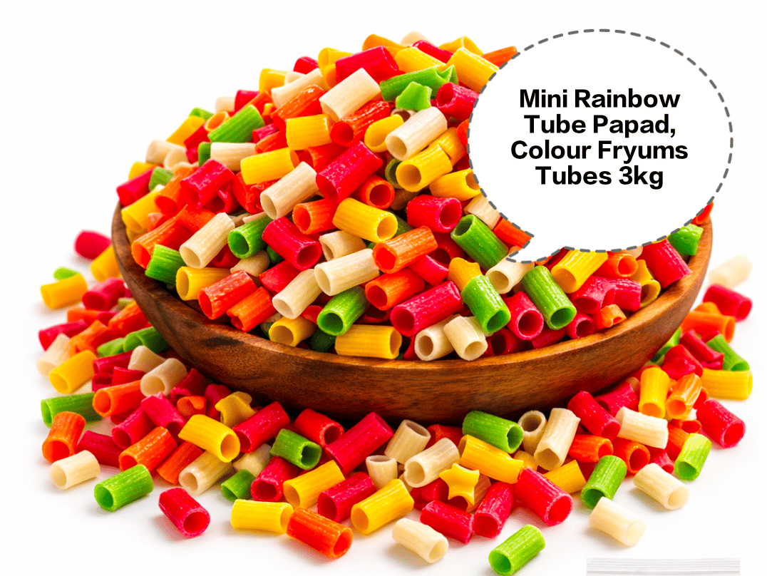 Mini Rainbow Tube Papad, Colour Fryums Tubes, Multi Colour Papad Fryums, Party Mix Tube Papad, Kids Special Rainbow Fryums 3kg