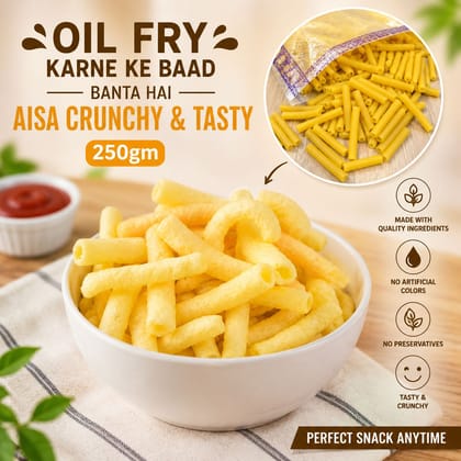 Corn Fryums Tube, Fryums Pipe, Tube Fryums, Corn Pipe Snacks, Ready To Fry Corn Tubes 250gm