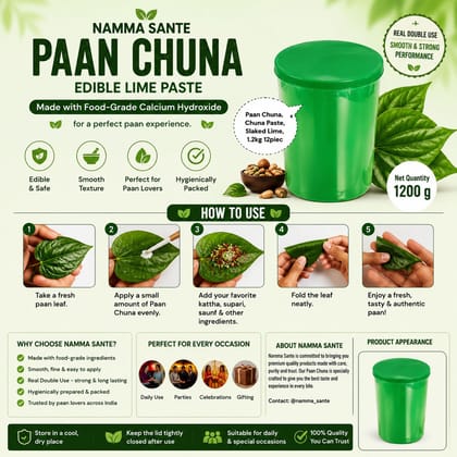 Paan Chuna, Slaked Lime Paste, Edible Lime for Paan, Calcium Hydroxide Paste, Kattha Chuna Mix 1.2kg 12piec