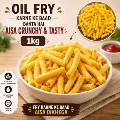 Corn Fryums Tube, Fryums Pipe, Tube Fryums, Corn Pipe Snacks, Ready To Fry Corn Tubes 1kg