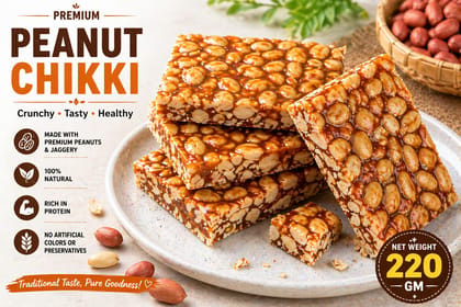 Peanut Chikki, Moongfali Gur Patti, Groundnut Brittle, Shengdana Chikki, Gur Badam Bar 200gm