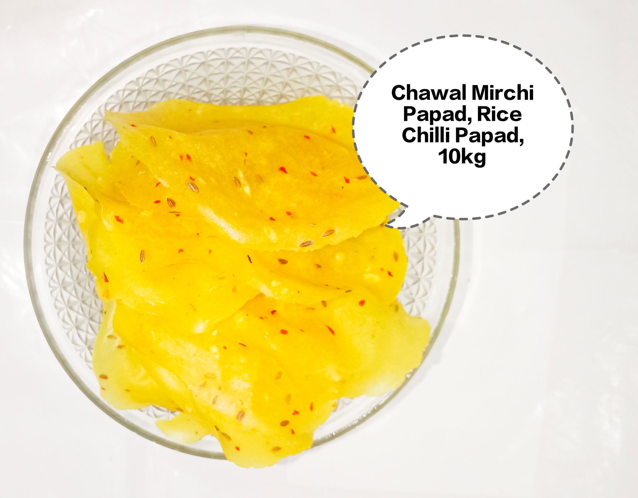 Chawal Mirchi Papad, Rice Chilli Papad, Spicy Rice Papad, Mirchi Papad, Chilli Rice Fry Papad 10kg